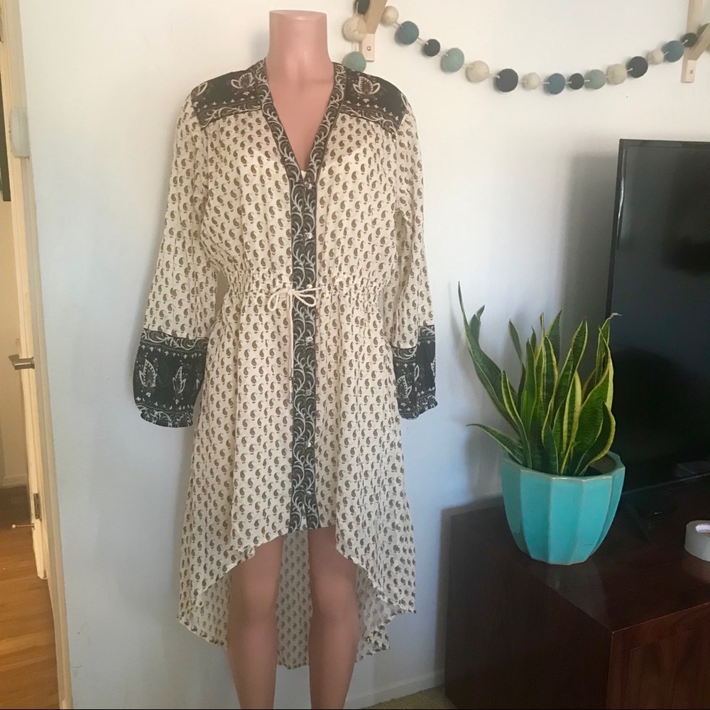 Billabong Boho cotton paisley hi lo hem dress